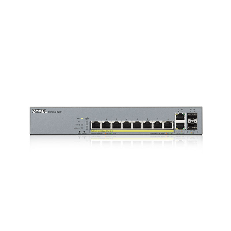 Zyxel GS1350-12HP 12 PORT YÖNETİLEBİLİR POE SWITCH (130 WATT)