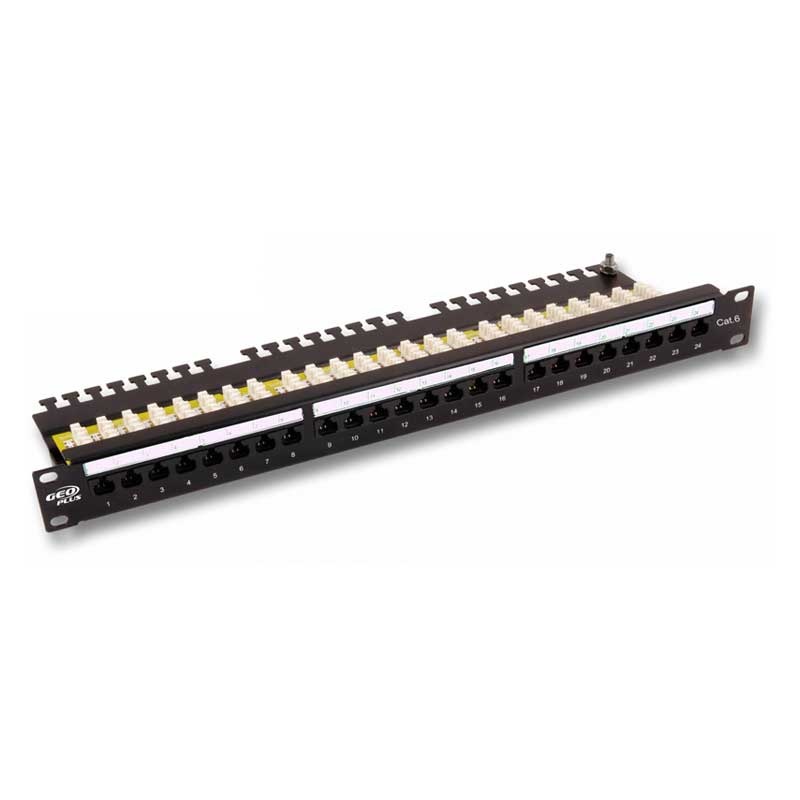 Geoplus DP-1002 Cat6 24 Port UTP 1U Yatay Patch Panel, 90o