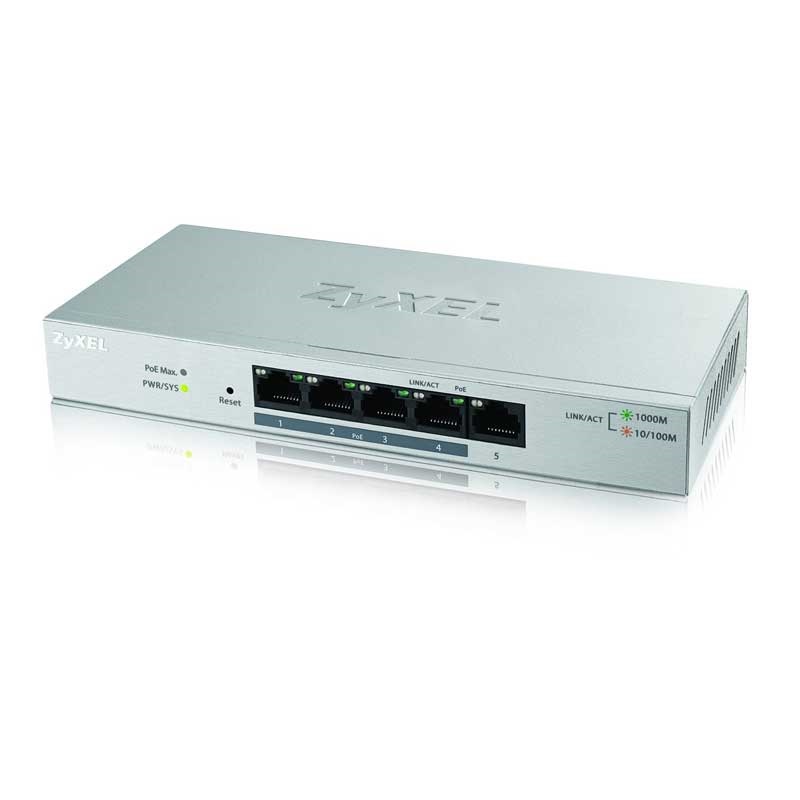 Zyxel GS1200-5HP 5 Port 1x10/100/1000 + 4x10/100/1000 PoE Web Yönetilebilir Switch